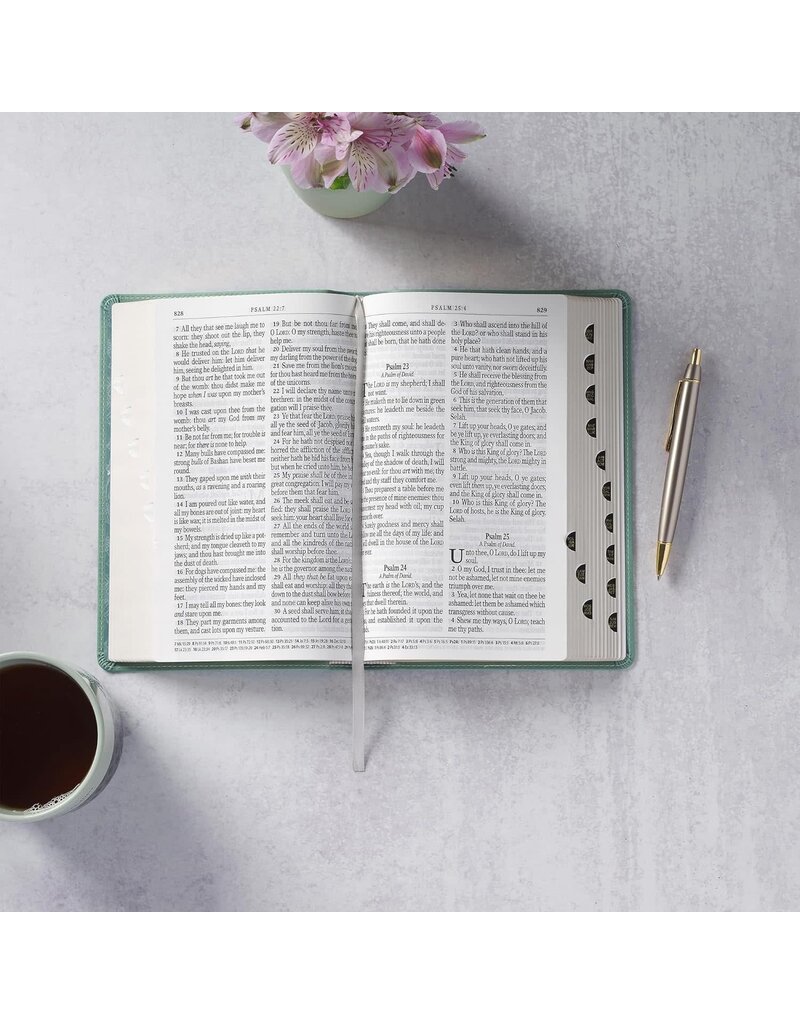 Teal Floral Faux Leather Giant Print Standard-size King James Version Bible with Thumb Index