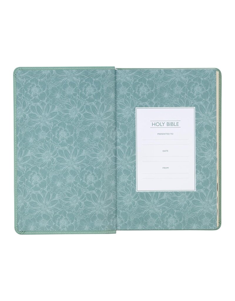 Teal Floral Faux Leather Giant Print Standard-size King James Version Bible with Thumb Index