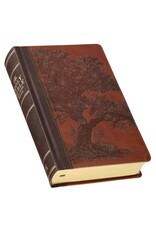 Rooted Brown Faux Leather Hardcover Standard-size Giant Print King James Version Bible with Thumb Index