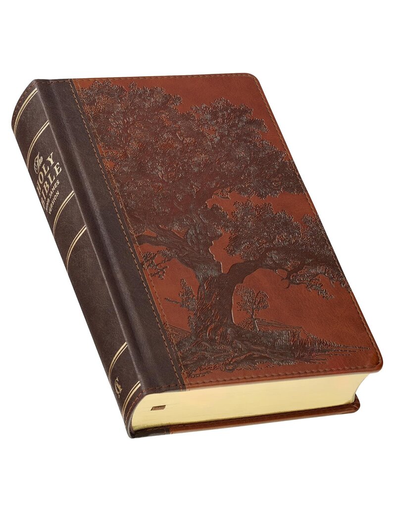 Rooted Brown Faux Leather Hardcover Standard-size Giant Print King James Version Bible with Thumb Index