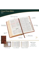 Rooted Brown Faux Leather Hardcover Standard-size Giant Print King James Version Bible with Thumb Index