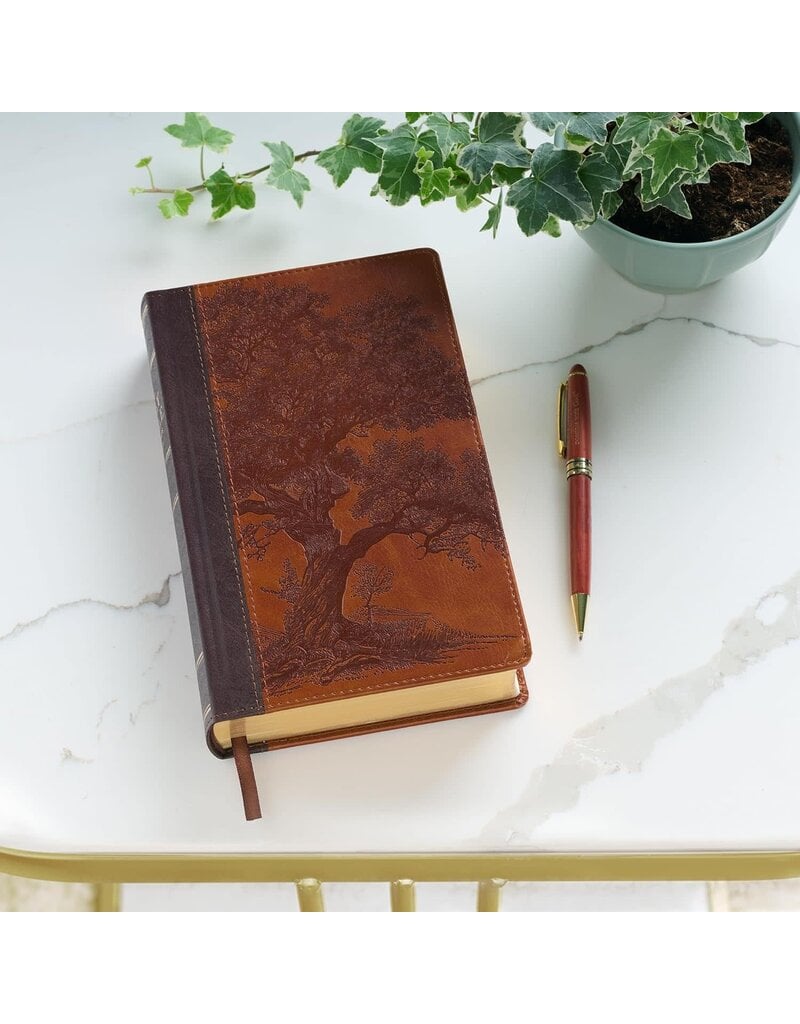 Rooted Brown Faux Leather Hardcover Standard-size Giant Print King James Version Bible with Thumb Index