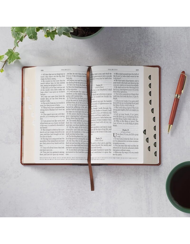 Rooted Brown Faux Leather Hardcover Standard-size Giant Print King James Version Bible with Thumb Index