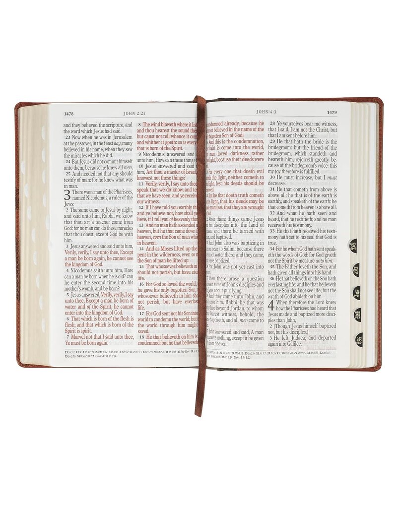 Rooted Brown Faux Leather Hardcover Standard-size Giant Print King James Version Bible with Thumb Index