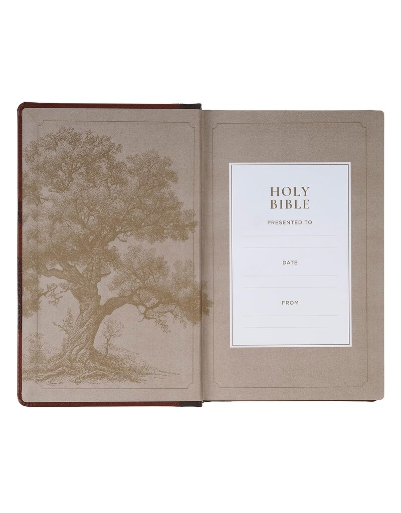 Rooted Brown Faux Leather Hardcover Standard-size Giant Print King James Version Bible with Thumb Index