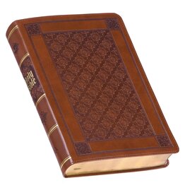 Diamond Honey-brown Faux Leather Full-size Giant Print King James Version Bible with Thumb Index