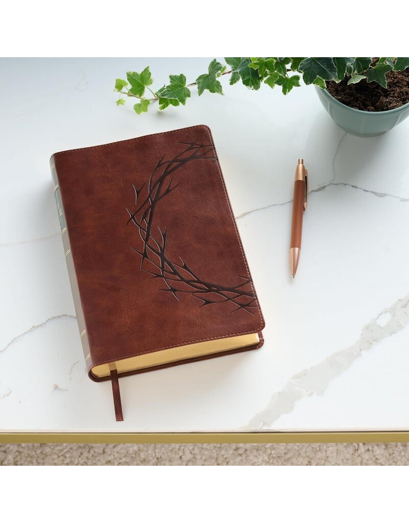 Brown Crown of Thorns Giant Print Full-size King James Version Bible with Thumb Index