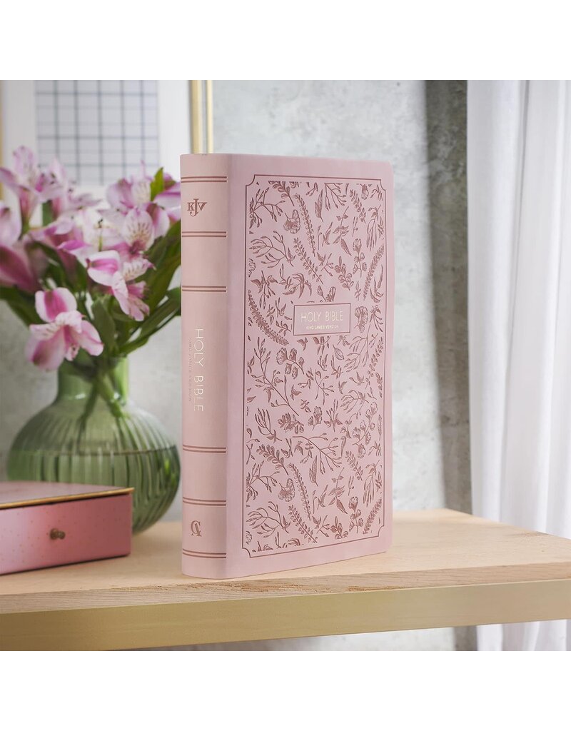 Blush Pink Floral Giant Print Full-size King James Version Bible with Thumb Index