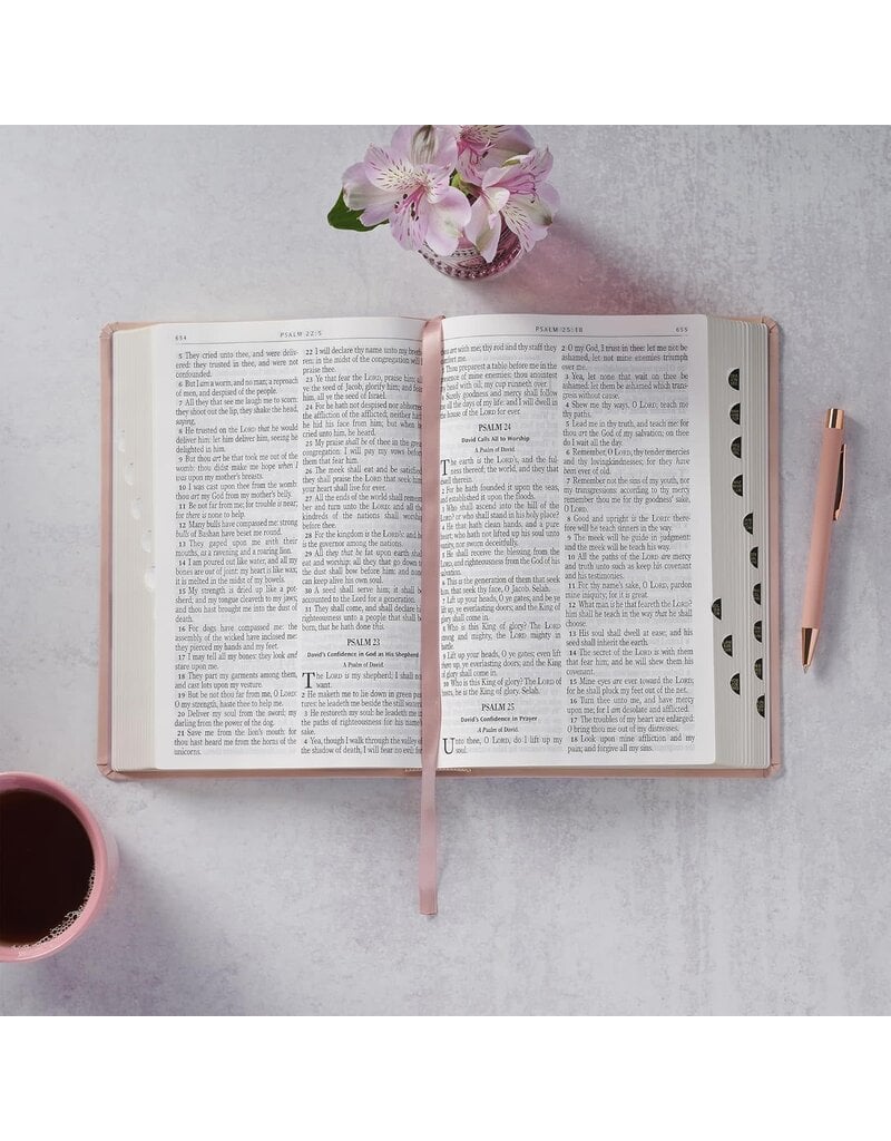 Blush Pink Floral Giant Print Full-size King James Version Bible with Thumb Index
