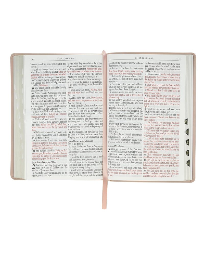 Blush Pink Floral Giant Print Full-size King James Version Bible with Thumb Index