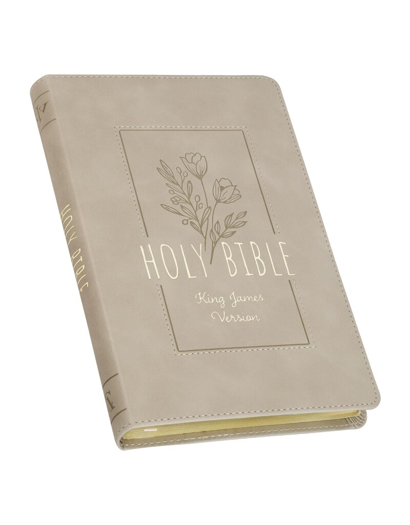 Taupe Floral Faux Leather King James Version Gift Edition Bible