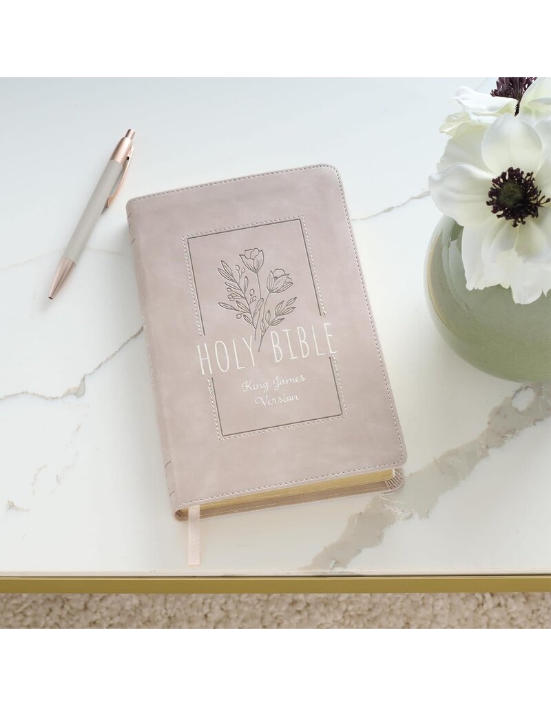 Taupe Floral Faux Leather King James Version Gift Edition Bible