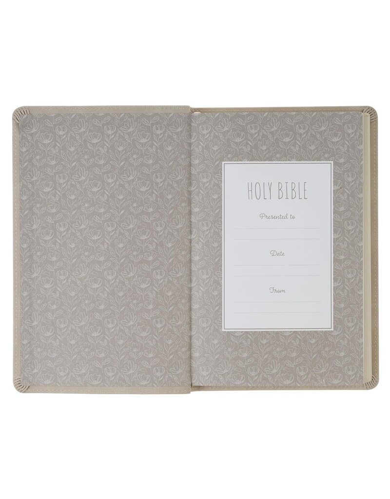 Taupe Floral Faux Leather King James Version Gift Edition Bible