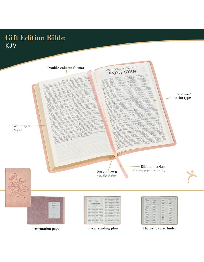 Dusty Pink Floral Faux Leather King James Version Gift Edition Bible