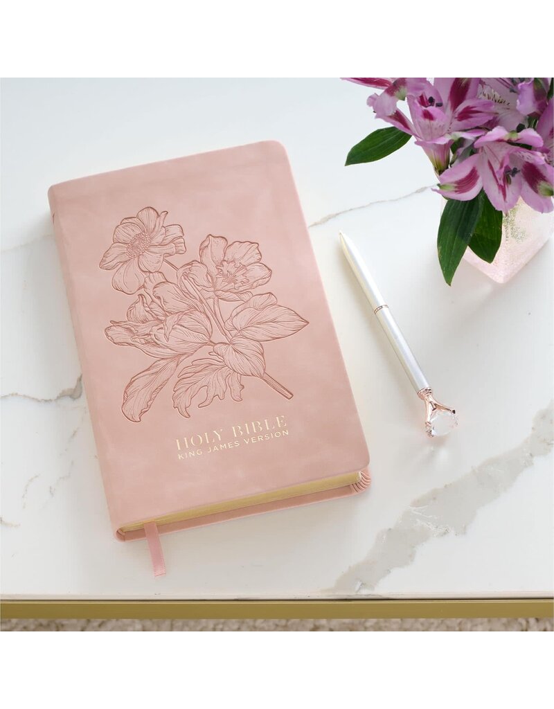 Dusty Pink Floral Faux Leather King James Version Gift Edition Bible