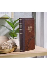 Crown of Thorns Two-tone Brown Faux Leather King James Version Deluxe Gift Bible with Thumb Index and Zipper Closure