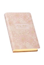 Pale Pink Floral Faux Leather King James Version Deluxe Gift Bible with Thumb Index