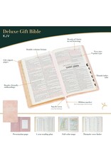 Pale Pink Floral Faux Leather King James Version Deluxe Gift Bible with Thumb Index