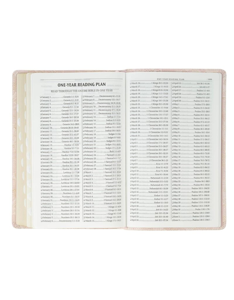 Pale Pink Floral Faux Leather King James Version Deluxe Gift Bible with Thumb Index