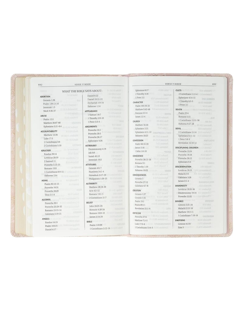 Pale Pink Floral Faux Leather King James Version Deluxe Gift Bible with Thumb Index