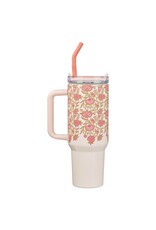 Be Still and Know Pink Spring Floral 40 Oz Tumbler with Reusable Straw - Psalm 46:10