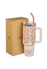 Be Still and Know Pink Spring Floral 40 Oz Tumbler with Reusable Straw - Psalm 46:10