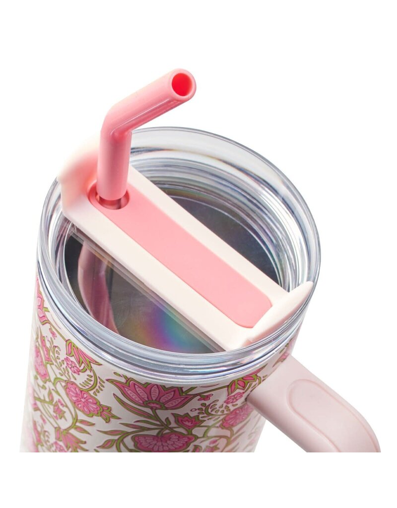Be Still and Know Pink Spring Floral 40 Oz Tumbler with Reusable Straw - Psalm 46:10