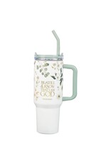 Be Still Teal Meadow 40 Oz Tumbler with Reusable Straw - Psalm 46:10