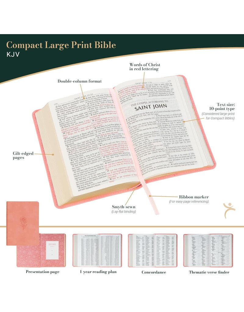 Coral Dawn Floral Large Print Compact King James Version Bible