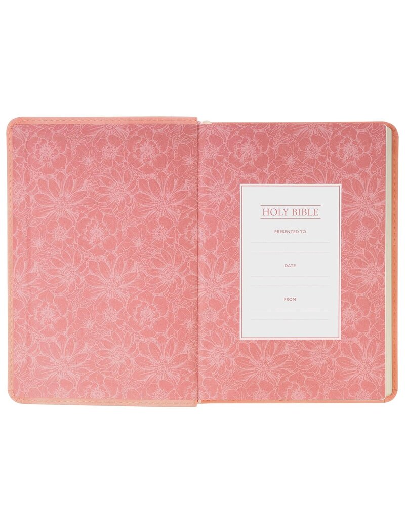 Coral Dawn Floral Large Print Compact King James Version Bible