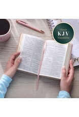 Blush Pink Floral Faux Leather Compact King James Version Bible