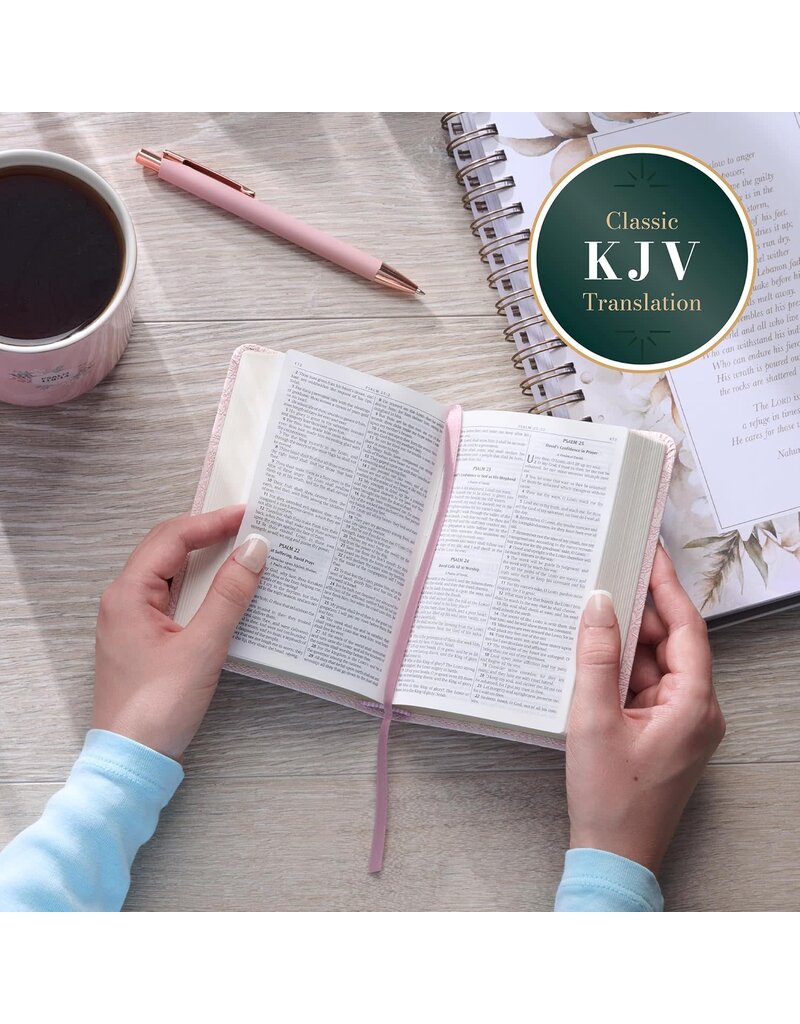 Blush Rose Faux Leather Floral King James Version Pocket Bible