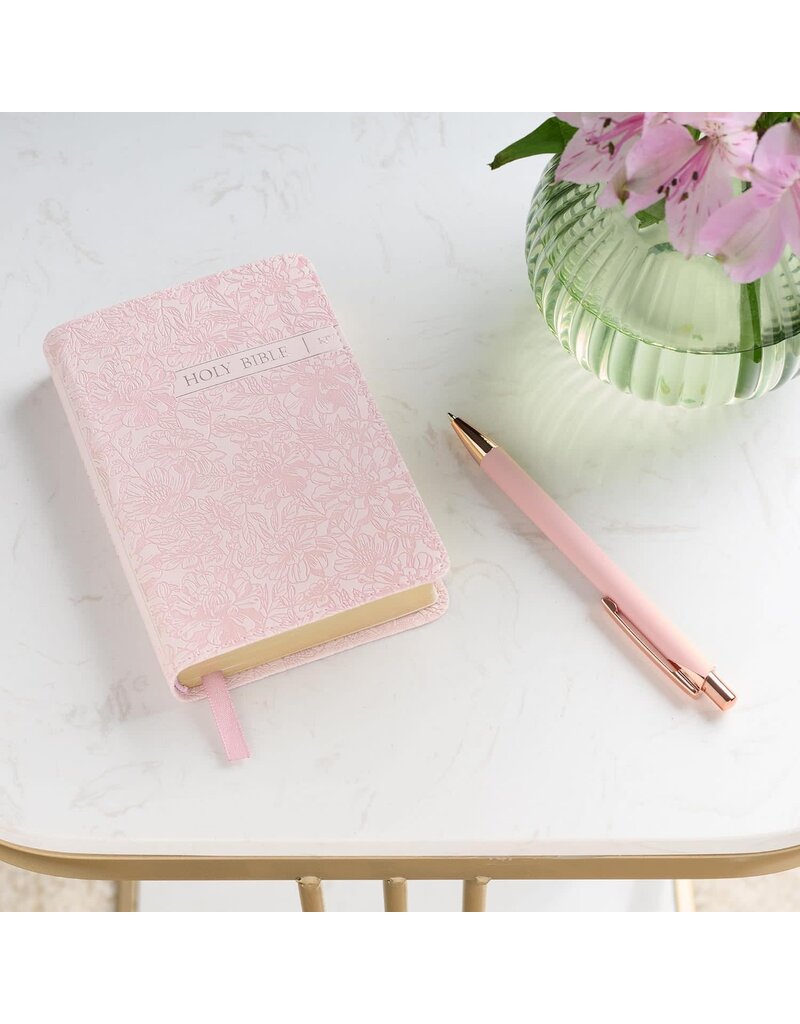 Blush Rose Faux Leather Floral King James Version Pocket Bible