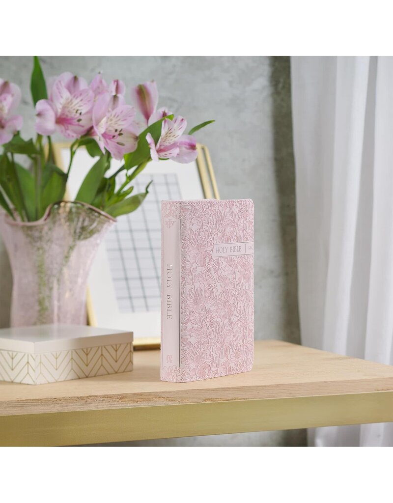 Blush Rose Faux Leather Floral King James Version Pocket Bible