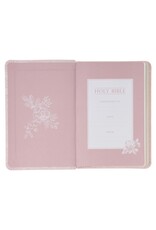 Blush Rose Faux Leather Floral King James Version Pocket Bible