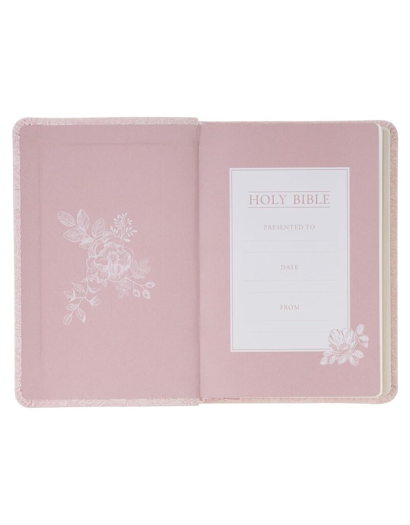 Blush Rose Faux Leather Floral King James Version Pocket Bible