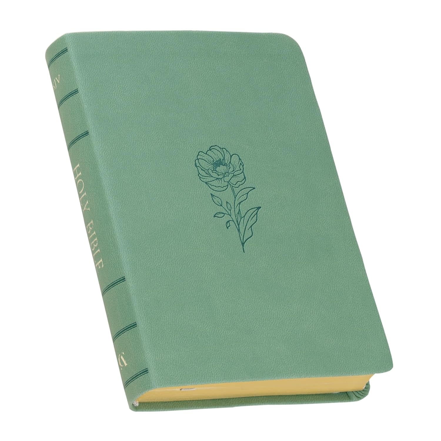 Teal Bloom Faux Leather Compact King James Version Bible - Crown Bookshop