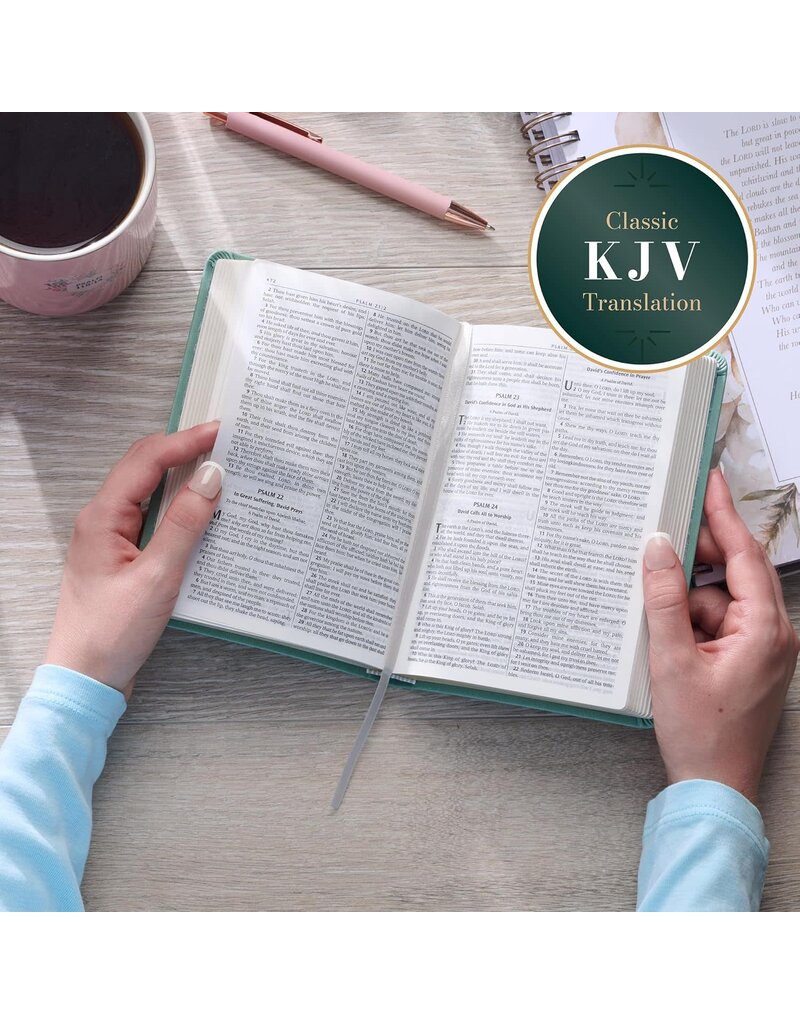 Teal Bloom Faux Leather Compact King James Version Bible