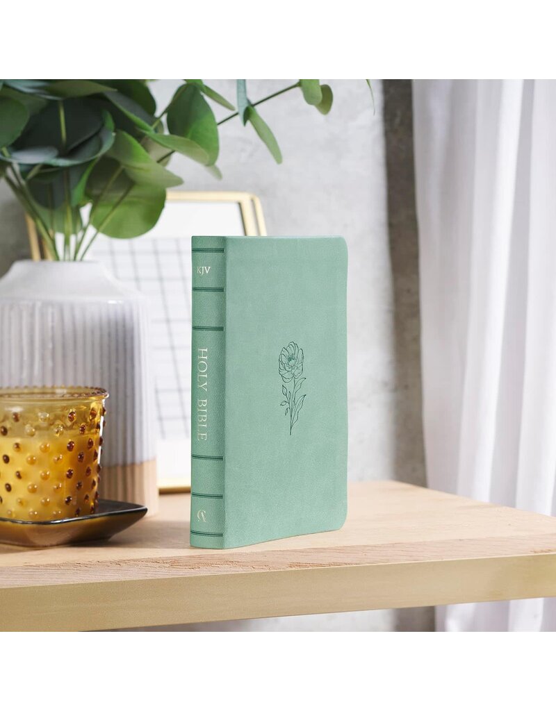 Teal Bloom Faux Leather Compact King James Version Bible
