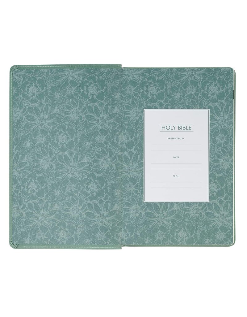 Teal Bloom Faux Leather Compact King James Version Bible