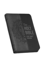 Gray Lion Faux Leather King James Version Pocket Bible with Zipper Closure
