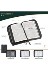 Gray Lion Faux Leather King James Version Pocket Bible with Zipper Closure