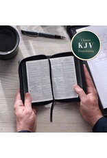 Gray Lion Faux Leather King James Version Pocket Bible with Zipper Closure
