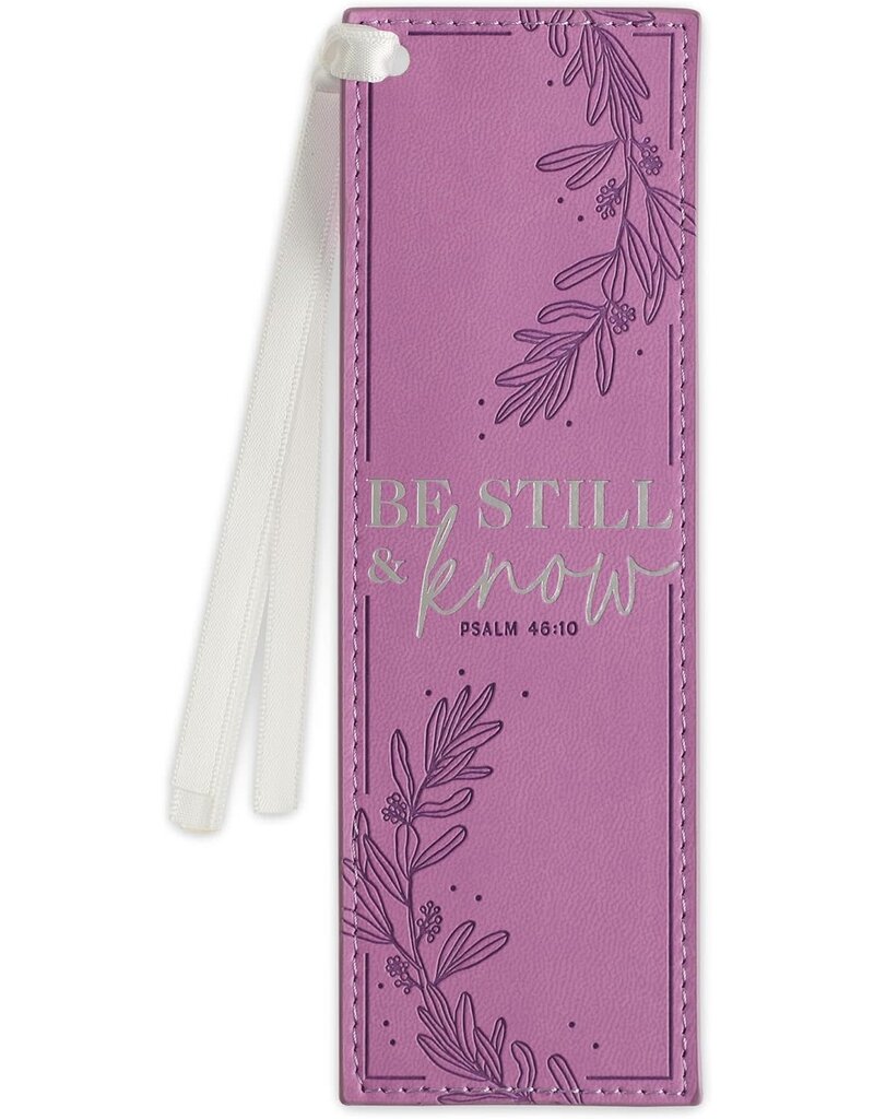 Be Still and Know Lilac Faux Leather Bookmark - Psalm 46:10