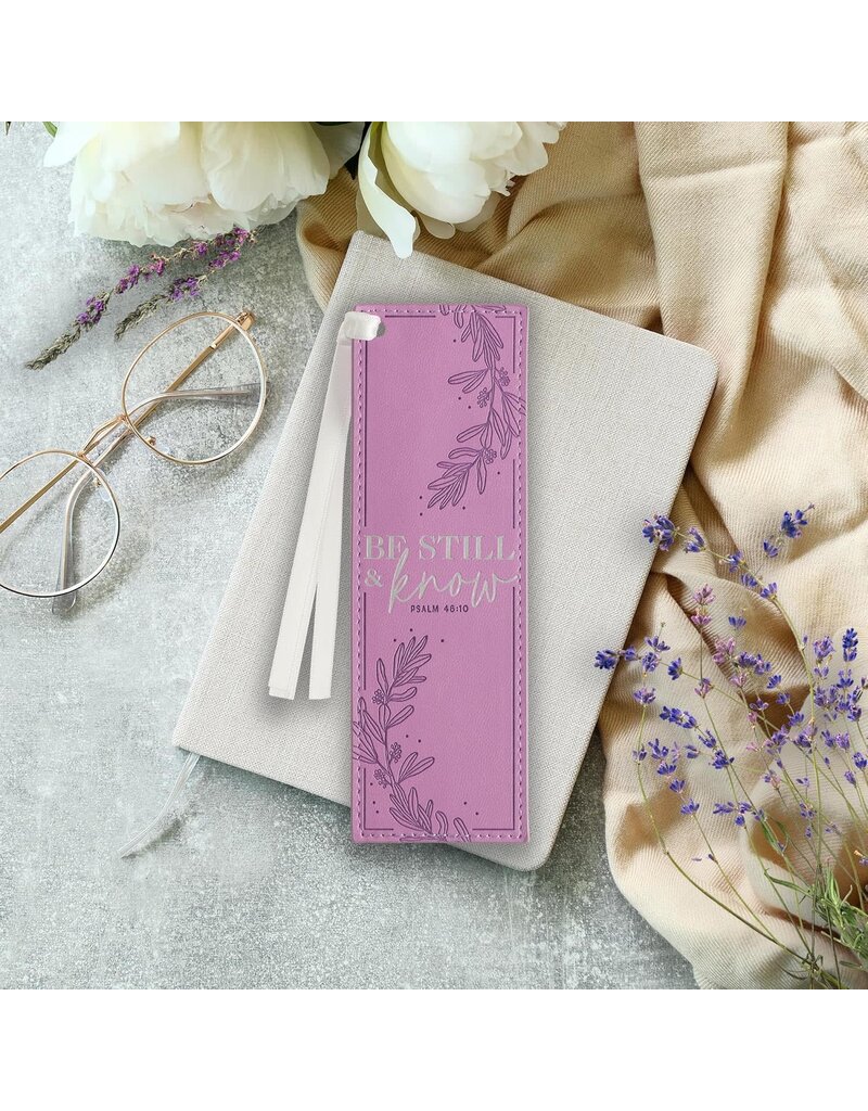Be Still and Know Lilac Faux Leather Bookmark - Psalm 46:10