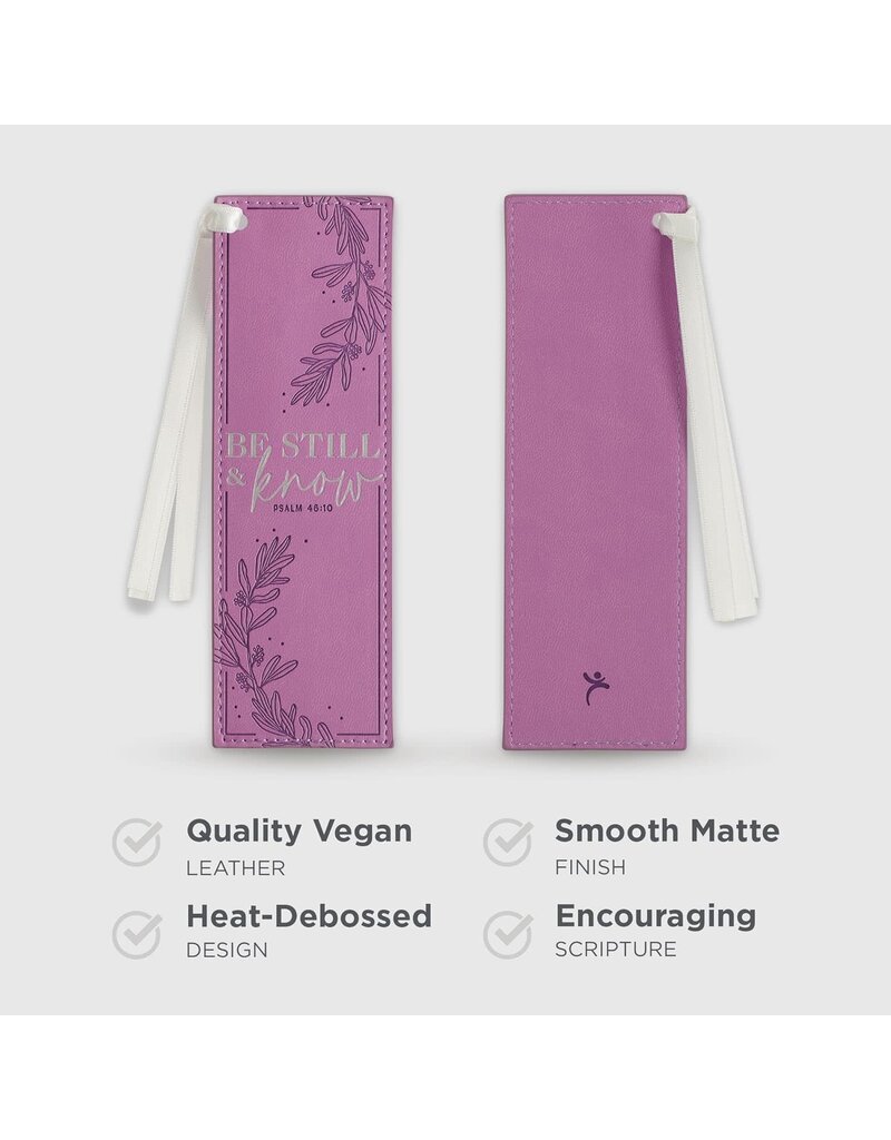 Be Still and Know Lilac Faux Leather Bookmark - Psalm 46:10