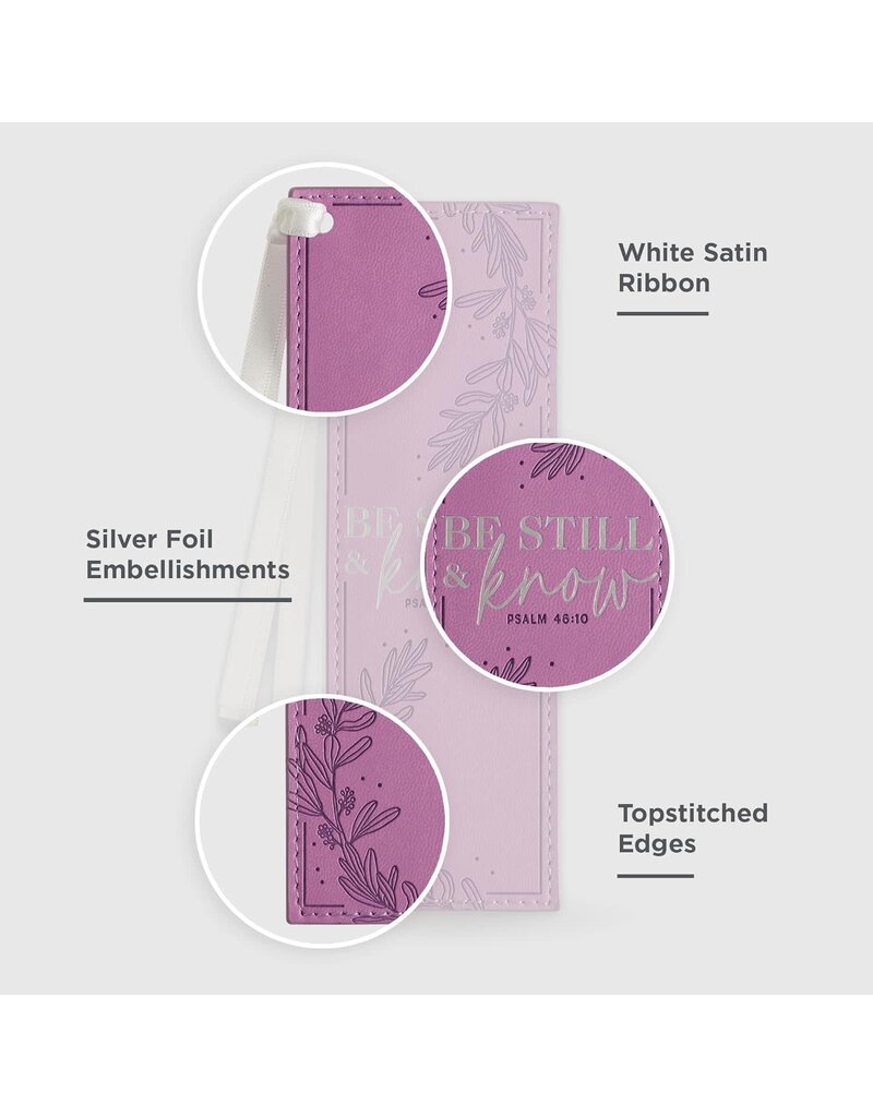 Be Still and Know Lilac Faux Leather Bookmark - Psalm 46:10