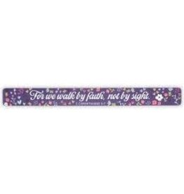 We Walk by Faith Purple Floral Large Magnetic Strip - 2 Corinthians 5:7