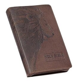 Walnut Brown Faux Leather King James Version Deluxe Gift Bible with Thumb Index and Zippered Closure
