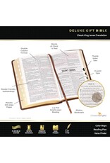 Walnut Brown Faux Leather King James Version Deluxe Gift Bible with Thumb Index and Zippered Closure